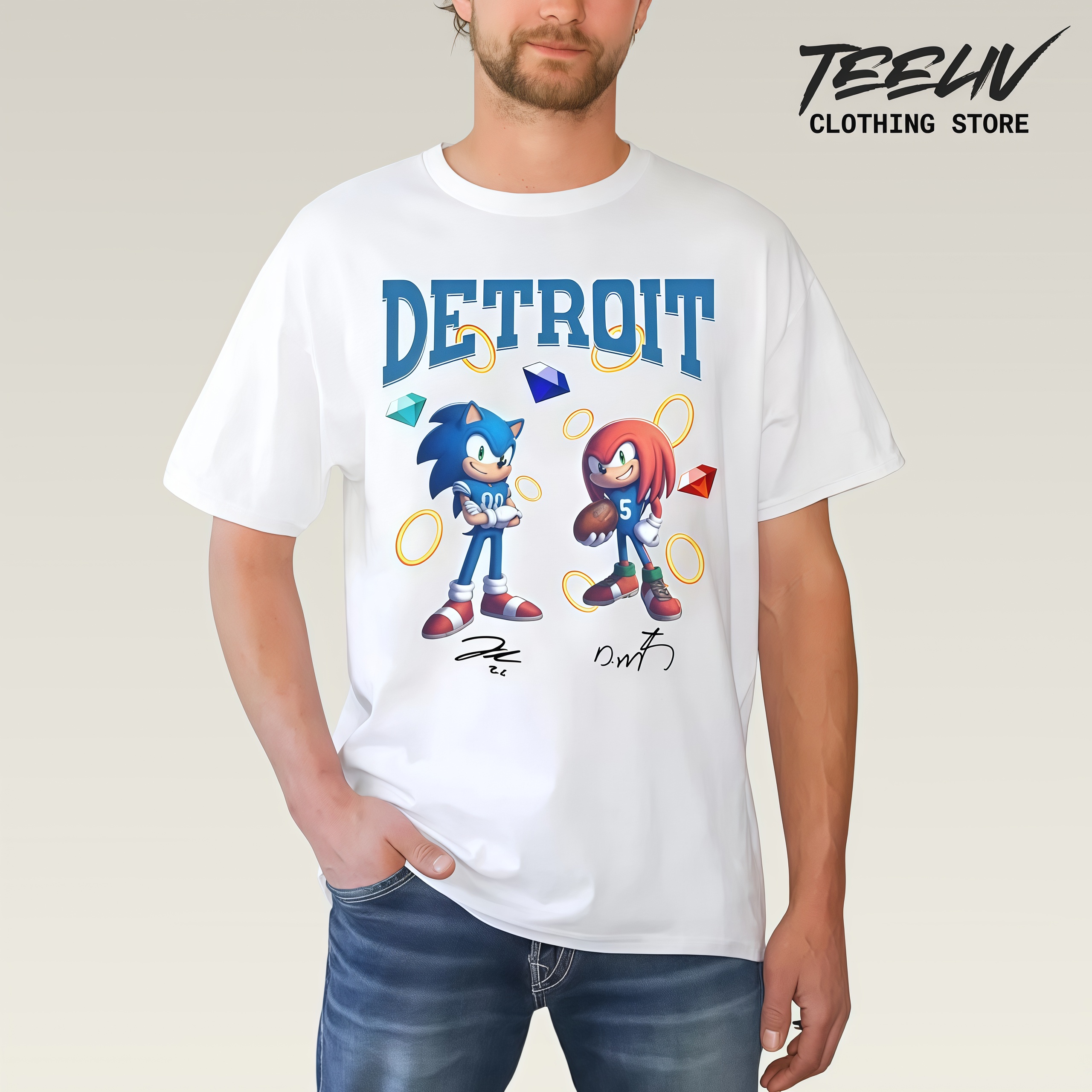 Detroit Gibbs And Montgomery Sonic And Knuckles Retro Shirt